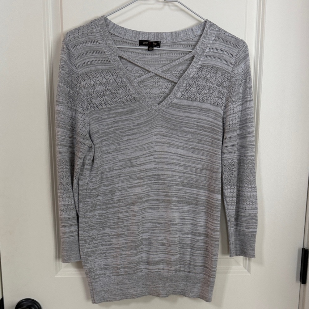 Gray V-Neck Sweater